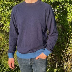 NWT $328 Mr Turk Knit Benton Pullover Blue Navy Colorblock Sweater Medium